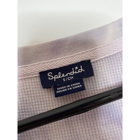 Splendid Tie-Dye Lilac & White Long Sleeve Waffle Knit Sweatshirt Cotton Blend S - Picture 6 of 8